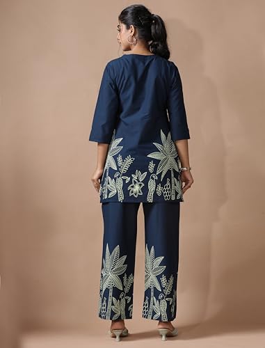Image of Pinkmint Women's Pure Cotton Co Ord Set l Kurta Sets for Women |Kurta Sets| Printed Kurta with Pant l Stylish Pocket & 3 /4 Sleeve Women Co-ord Set (Avaiable in Plus size)