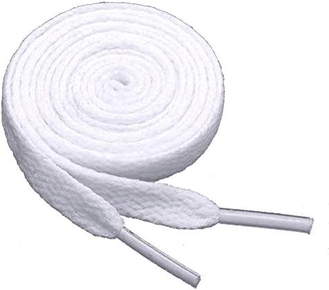 Sechunk Flat Shoelace set of 2 pairs 29 colors 12 lengths Shoe Lace For Sneakers(White)