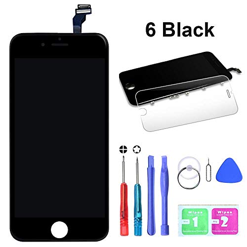 HTECHY Compatible with iPhone 6 Screen Replacement Black(4.7") Display Touch Screen LCD Digitizer