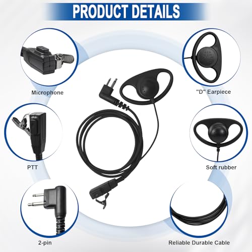 Auriculares de 2 pines con micrófono integrado y sujeción estable tipo D 3