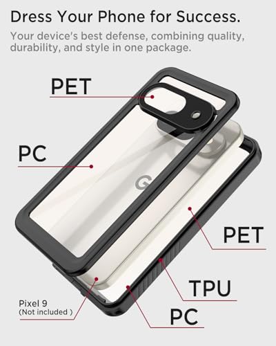 Image of Miimall Cases for Google Pixel 9 Case Waterproof, [IP68 Waterproof & Military Grade Shockproof][Built-in Screen Protector] Dustproof Full Body Shockproof Rugged Cover Case for Pixel 9 6.3 inch
