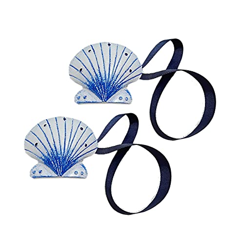 HCY 1Pair Girl's Room Resin Shell Magnetic Curtain Tiebacks Curtain Buckle Bedroom Drapery Holder (Navy Blue) - Image 2