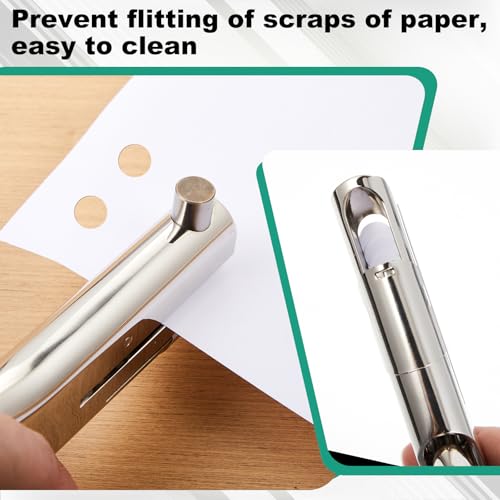 Image of Chumia 1 Pcs Heavy Duty Hole Punch 2 inch Long Reach 3 /8 Inch Paper Single One Hole Puncher Deep Throat Reduced Effort Hand Held Alloy Punch for ID PVC Cards 5 Inch Tall 25 Sheet Capacity