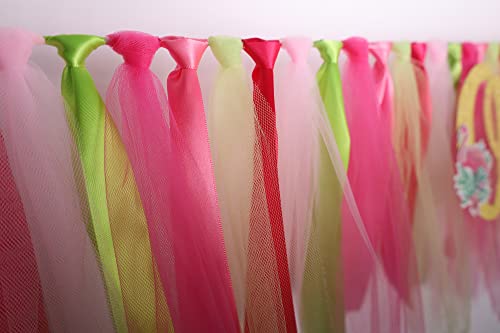 Flamingo Highchair Banner Decoration for Baby - 1st First Birthday Banner, High Chair Fabric Garland Party Supplies, Red Yellow Green, Photo Props, Handmade by MIAUL - Used condition - Image 4