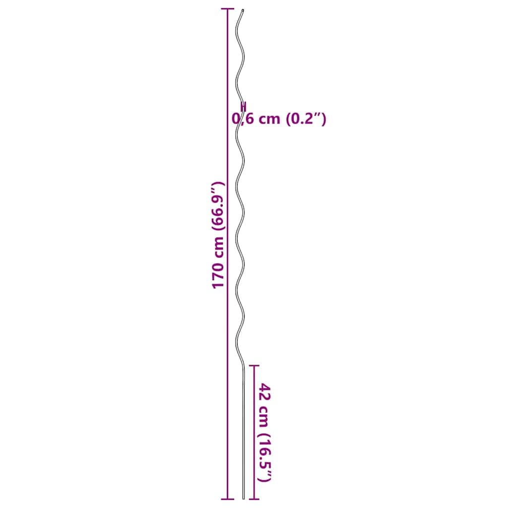 Pręty spiralne do pomidorów, 20 szt., 170 cm, stal ocynkowana, podpora dla roślin pnących, do doniczek, szklarni, pielęgnacji ogrodu, stabilna stabilizacja