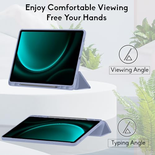 Image of Robustrion Cover for Samsung Galaxy Tab S9 FE+ / Tab S10 Plus /Tab S9 Plus 12.4 inch Cover Case with [S Pen Holder] for Samsung Tab S9 FE Plus / S9+ / S10+ Tablet Cover [Auto Sleep /Wake] - Lavender
