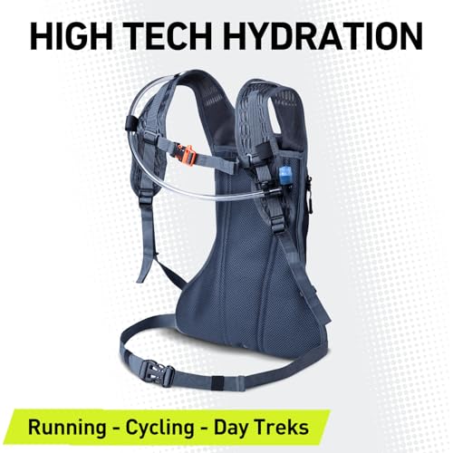 LAUNCH DEAL Vibrelli Hydration Pack 2L Hydration Bladder - PATENTED Anti-Microbial Technology High Flow Bite Valve - Running Backpack Cycling Pack Water Backpack Hydration Backpack
