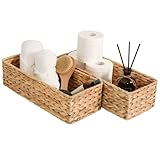 StorageWorks Water Hyacinth Toilet Paper Basket, Woven Storage Basket for Toilet Tank Top, Toliet Tank Topper in Bathroom,15.7' x 6.5' x 4.3', 2-Pack