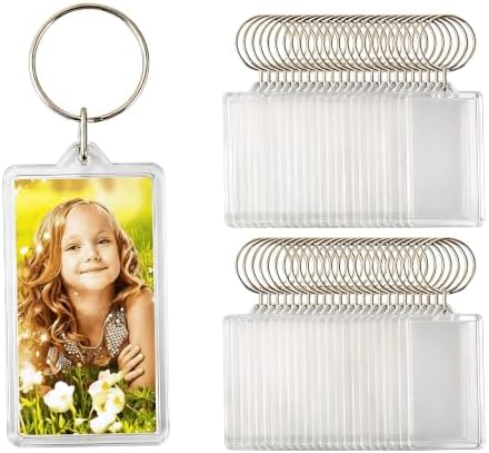 50pcs Size:2.51"x1.33" Custom Personalised Insert Photo Acrylic Blank Keyring Keychain Wholesale (50, 2.51"x1.33") image 4