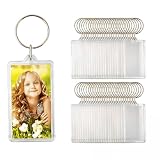 Ozekov 50pcs Size:2.51'x1.33' Custom Personalised Insert Photo Acrylic Blank Keyring Keychain Wholesale (50, 2.51'x1.33')