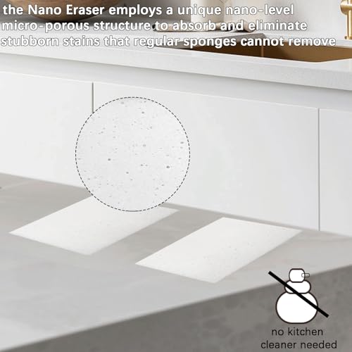 Image of 100PCS Disposable Nano Magic Wipes, Water Absorbent Magic Cleaning Sponge Sheet, High Density Eraser Sheets Cleaning Pads Kitchen Gap Cleaner for Kitchen Counters Sink Stove Cleaning, White