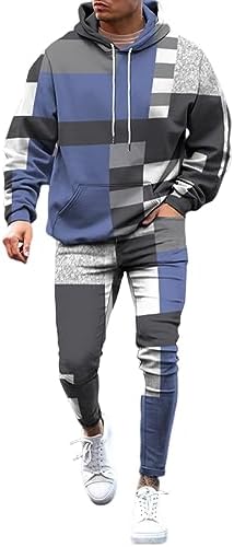 2024 Men’s Tracksuit 2 Piece Hooded Athletic Sweatsuits Casual Running Jogging Sport Suit Sets Plus Size Winter Outfits