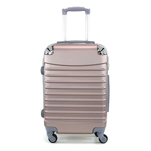 Maleta de Cabina 20x35x55cm con Esquinas Plateadas (Oro Rosa)