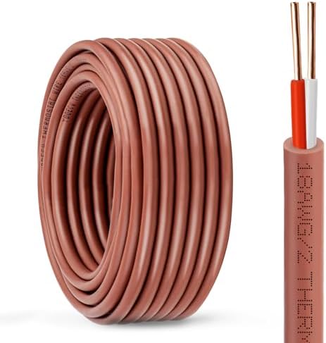 Thermostat Wire - 18/2 10FT Solid Copper 18AWG 2 Conductor Power Circuit Cable for Heating & air Conditioning Equipment, doorbells and Other Indoor/Outdoor Low Voltage Applications Use