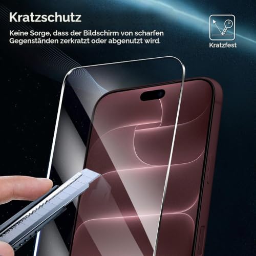 ivoler Panzerglas für iPhone 18 Pro Max/17 Pro Max mit Montagehilfe 3 Stück – Ansicht 4