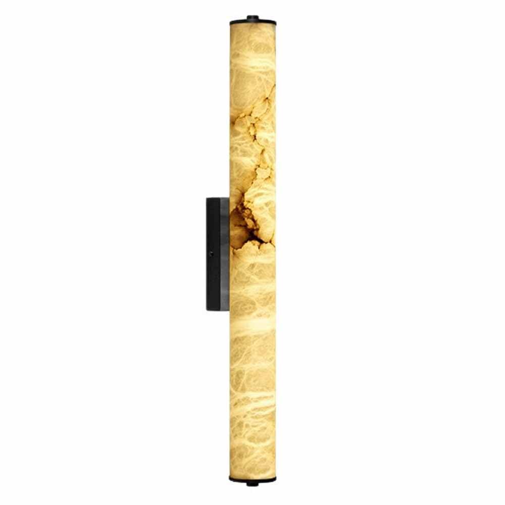 JYBNBBE Wall Sconces Alabaster Natural Marble Lighting Cylindrical Wall Lamp Long Linear Stone Wall Mount Light for Living Room Dining Room Kitchen,Black-60CM