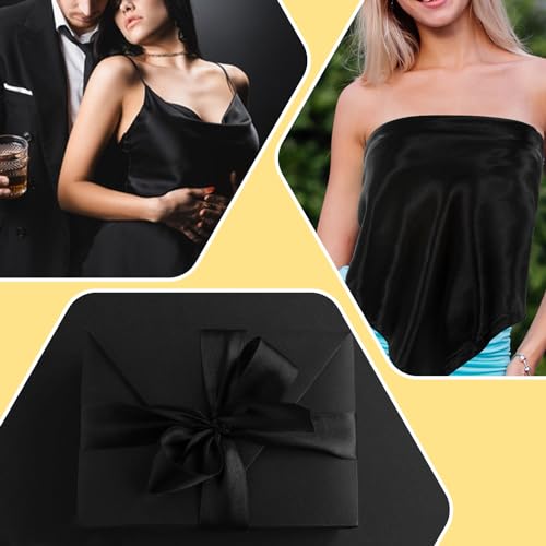 Miniatura 6 de Satén Tela Por Metro 155 Cm X 92 Cm Tela Negra Brillante Y Sedosa Para Vestidos De Novia Y Costura Negro