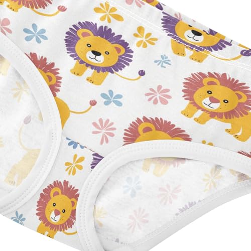 Wusikd Colorful Cute Lion Girls' Underwear Cotton Girls Briefs Soft Toddler Underwear 2T4