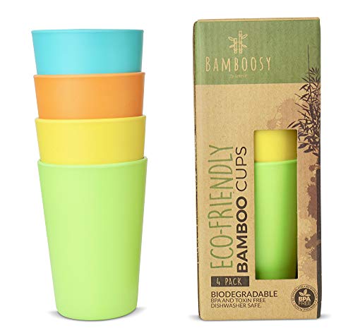 Eco-Friendly Bamboo Cups by Bamboosy – Set of 4 Reusable Bamboo Kids Drinking
