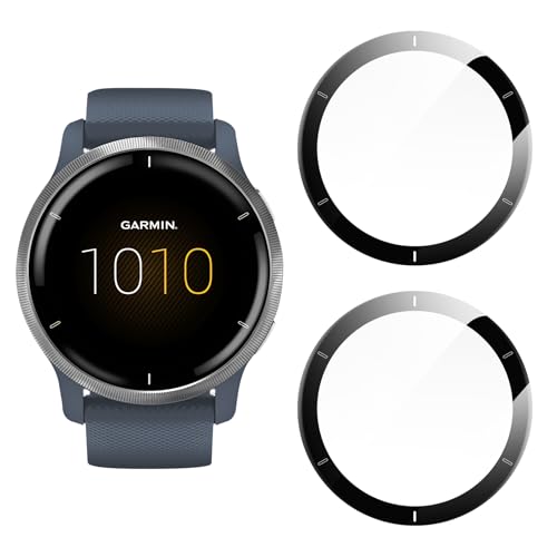 uShield Protector de Pantalla para Garmin Venu 2, 3D Cobertura Completa, Sensible al Tacto, Sin Burbujas, Anti-Rayaduras, 9H Dureza Cristal Templado, 3 Piezas Protector Vidrio Templad