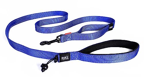 EzyDog Soft Trainer Dog Leash with Traffic Control Handle - Reflective Stitching for Nighttime Safety and Superior Strength and Comfortability for Training Large to Medium Dogs (72”, Blue)
