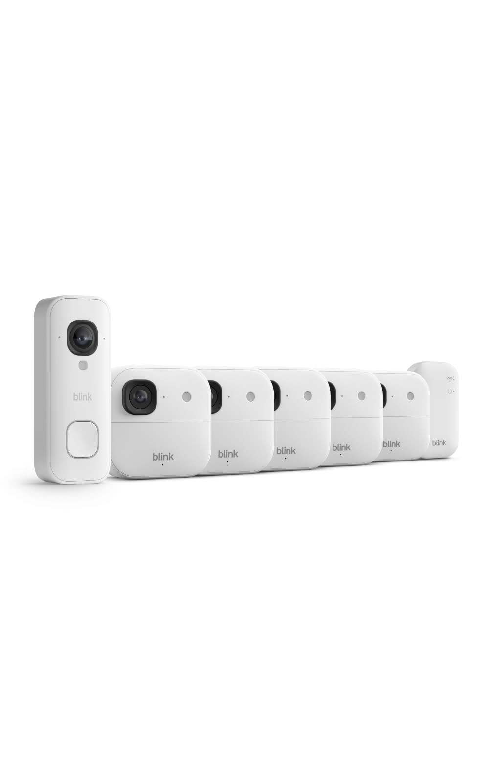 Blink Wired Doorbell 2K+ (all-new) and Outdoor 2K+ (newest model) — 2K video, enhanced audio. Sync Module Core included - 5 Cameras + Video Doorbell - (White)