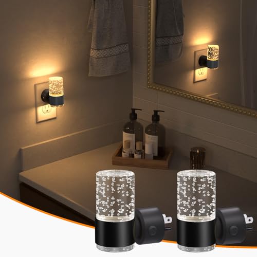 Image of NIORSUN Night Light Plug into Wall, Dimmable Nights Lights with 3 CCT & 5 Brightness Levels, Slim Acrylic Plug in Night Light, Auto Dusk to Dawn Sensor for Stairs, Hallway, Bathroom(2 Pack, Black)