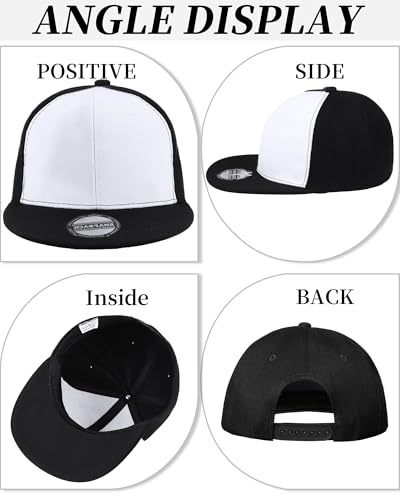 Image of 15 Pack Snapback Hats for Men Hip Hop Style Solid Baseball Hats Adjustable Snapback Cap Flat Brim Baseball Caps