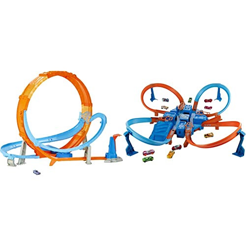 ❤ Crazy Deals Hot Wheels Massive Loop Mayhem Track Set & 1 1:64 Scale Car, Designed for Multi-Car Play, Gift for Kids 5 Years Old & Up & Criss Cross Crash Track Set [Amazon Exclusive]