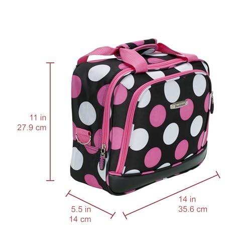 Image of Rockland Fashion Softside 2 Piece Luggage Set, Expandable, (14 inch Tote /19 inch Upright), Multi Pink Dot