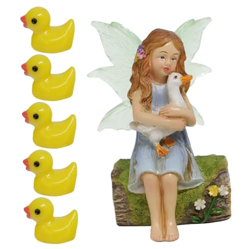 ibasenice Statua Decorativa in Materiale Adorabile Statuina Di Anatre Scultura Realistica Per Ornamento Da Casa Decorazione Delicata Per Giardino e Ufficio