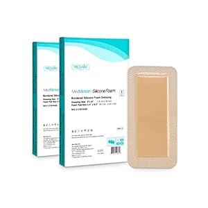 MedVanceTM Silicone – Bordered Silicone Adhesive Foam Dressing Size 4”X8” (2.4″x 6.4″ Pad) 10 Pack