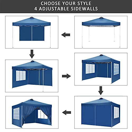 Image of COBIZI 10x20 Pop Up Canopy Tent with Sidewall,Outdoor Canopy,Blue