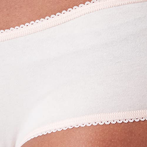 Iris & Lilly Ropa Interior Tipo Hípster Sexy de Algodón Mujer, Pack de 5, Negro/Rosa Pálido/Blanco, 42