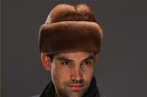 URSFUR Men's Mink Full Russian Cossack Hat (Brown)