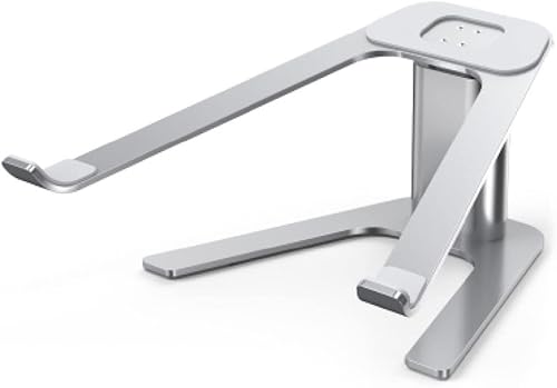 Zhjlut Soporte para portátil de aleación de aluminio de 11 a 18 pulgadas, base portátil, soporte para computadora antideslizante (color plateado)