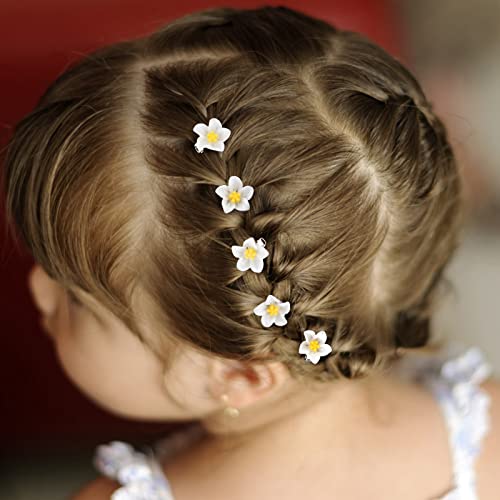 Wecoe 20 Pcs Small Flower Hair Clips Girls Tiny Mini Claw Clips Cute Decorative Hair Clips White Lily Yellow Core Hair Clips Kids Baby Toddler Girls Wedding Y2K Hair Accessories For Women Girls Gift #TOP1