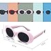 FEISEDY Sunglasses White Oval Clout Goggles for Women Men Retro Round Trendy Rimmed Clueless Costume Frame B2253