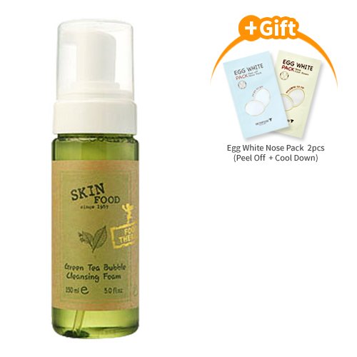 Skinfood Green Tea Bubble Foam 5.41oz(160ml) + Nose Pack 2pcs