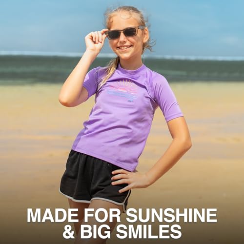 Image of Kanu Surf Girls' Karlie Rash Guard UPF 50+ Sun Protection Short Sleeve Swim Shirt