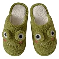 Zureto Frog Slippers for Women, Cute Cartoon Soft Plush Fluffy Home Slides Indoor Outdoor