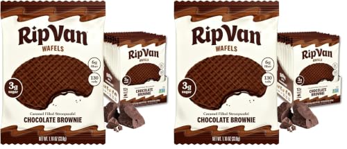 Image of Rip Van Wafels Chocolate Brownie Stroopwafels - Healthy Snacks - Non GMO Snack - Keto Friendly - Office Snacks - Low Sugar (3g) - Low Calorie Snack - 1.16 Ounce (Pack of 24)