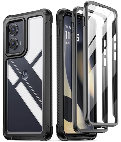 Poetic Guardian Case for Motorola Moto Edge 2024 [Not for 2023 Version], [20FT Mil-Grade Drop Tested], Full Body Hybrid Shockproof Bumper Cover with Built-in Screen Protector,Black/Clear