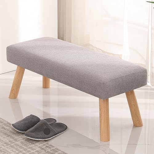 Banc d'intérieur en bois avec siège rembourré confortable en tissu pour couloir