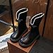 Girls Winter Snow School Boots Warm Fleece Lined Faux Leather Mid Calf Outdoor Fashion Casual Booties Lace Up Boot