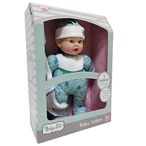 Muñeca interactiva de 15 pulgadas con ropa azul y gorro miniatura 6