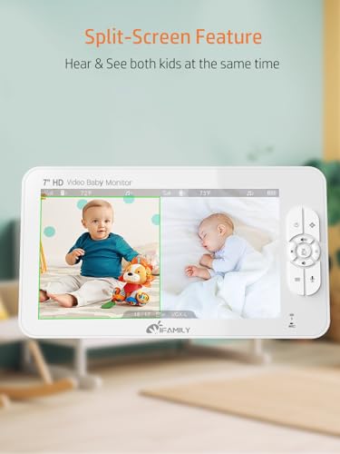 Image of iFamily 7 inch Large Split Baby Monitor with 2 HD Cameras and Audio