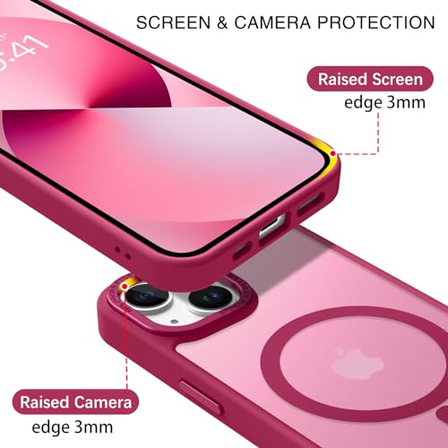 Image of BENTOBEN Magnetic for iPhone 13 Case & iPhone 14 Case [Compatible with Magsafe] Translucent Matte Phone Case iPhone 13 /14 Slim Shockproof Women Men Girl Protective Cover for iPhone 13 /14, Plum Red