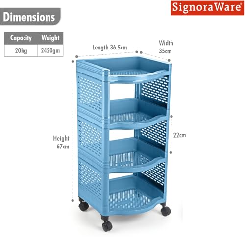 Image of SignoraWare Smart BPA Free Plastic Organiser | Modular Design | Designed to fit on countertops | Easy to Clean | Lightweight & Durable| Ideal for organizing Daily-use Spices (20kg |Set of 4 | EBlue)