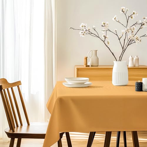 Image of R home 100% Cotton Solid Table Cover | Yellow | 56 x 72 Inch I200 GSM Thick Fabric, Anti-Skid | Machine Washable & Reusable | Ideal for Dining Table & Centre Table, Easy Maintenance